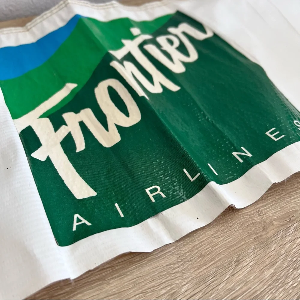 Vintage Frontier Airlines Banner Sign 30” Travel Aviation Promo Display